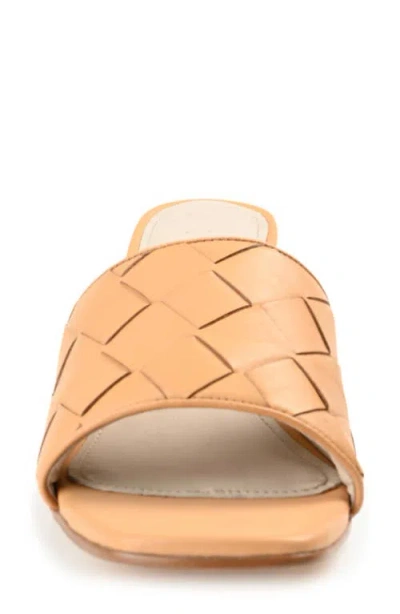 Journee Signature Women's Kellee Woven Block Heel Sandals In Tan
