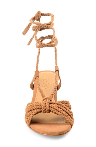 Journee Signature Women's Railee Braided Block Heel Sandals In Cognac