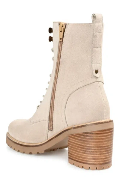 Journee Signature Women's Malle Lace Up Lug Sole Combat Booties In Sand