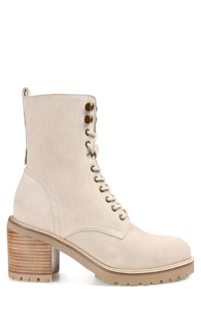 Journee Signature Women's Malle Lace Up Lug Sole Combat Booties In Sand