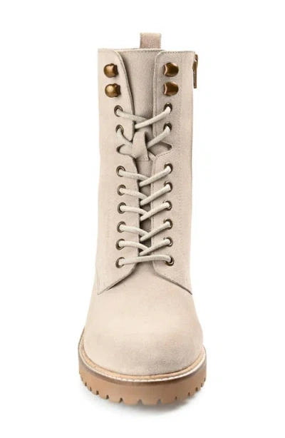 Journee Signature Women's Malle Lace Up Lug Sole Combat Booties In Sand