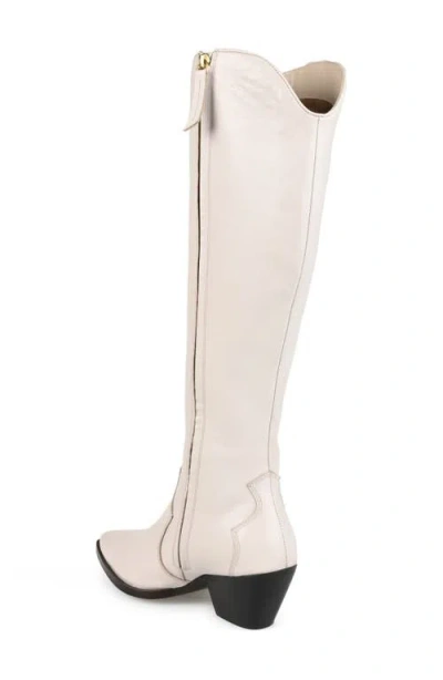 Journee Signature Womens Block Heel Manmade Knee-high Boots In Bone