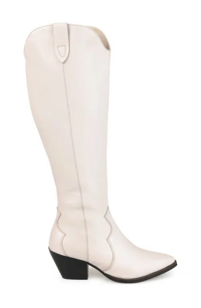 Journee Signature Womens Block Heel Manmade Knee-high Boots In Bone
