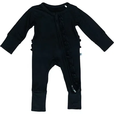 Laree + Co Allie Ruffle Convertible Footie In Black