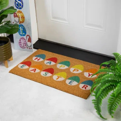 Northlight Natural Coir Happy Easter Egg Outdoor Rectangular Doormat In Multi