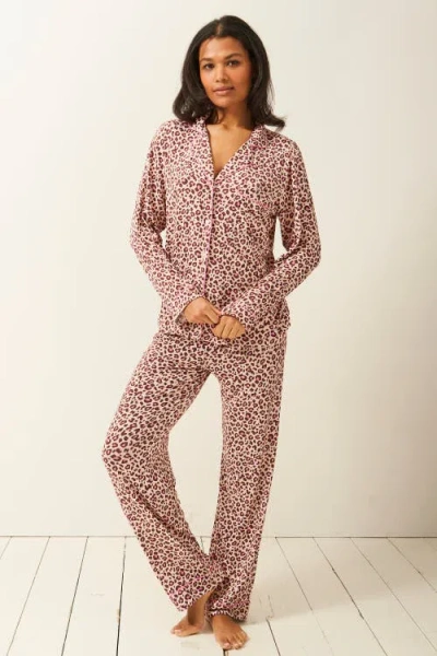Stripe & Stare Long Pajama Set Liquorice Leopard In Liqourice Leopard