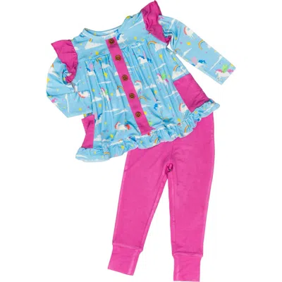 Laree + Co Sage Peplum & Legging Set In Blue