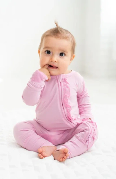 Laree + Co Lillian Pink Ruffle Convertible Footie In Pink