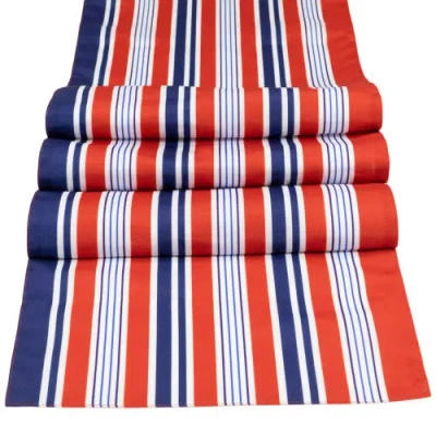 Northlight 71" Red, White And Blue Americana Striped Table Runner In Blue