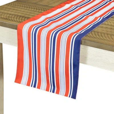 Northlight 71" Red, White And Blue Americana Striped Table Runner In Blue