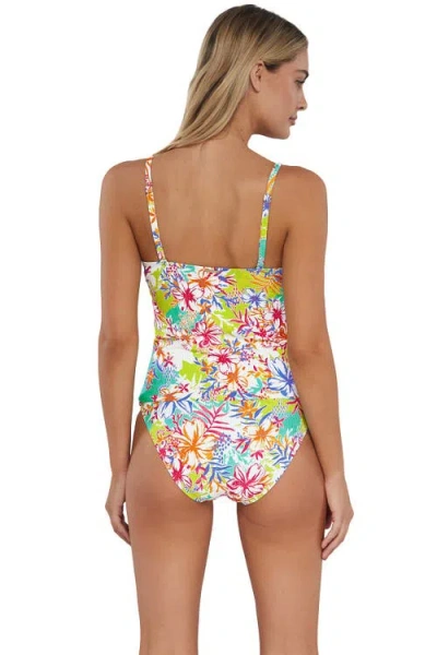 Sunsets Simone Tankini Swimsuit Top In Botanical Bliss Sandbar Rib
