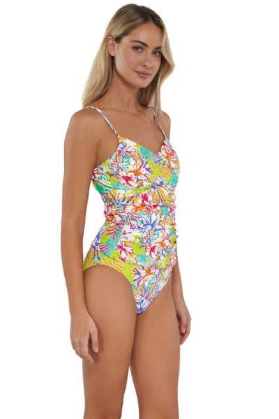 Sunsets Simone Tankini Swimsuit Top In Botanical Bliss Sandbar Rib