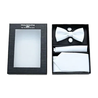 Moustache Tie Set In White
