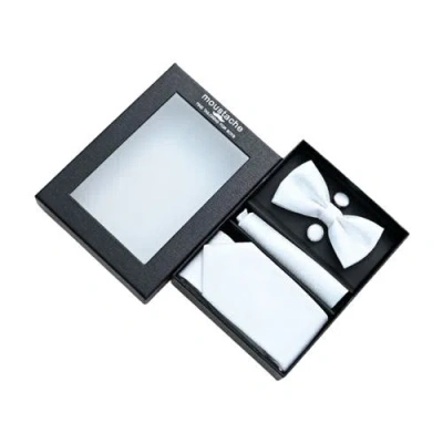 Moustache Tie Set In White