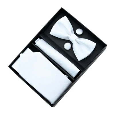 Moustache Tie Set In White