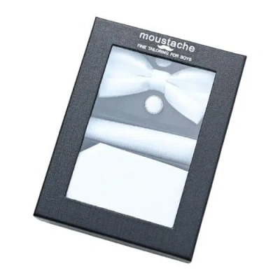 Moustache Tie Set In White