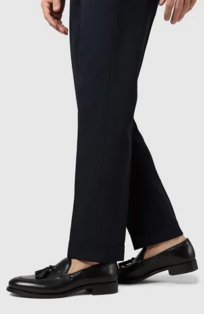 Sid Mashburn Ghost Flat Front Navy Wool Dress Pants In Navy High Twist