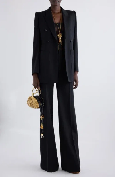 Chloé Double-breasted Wool Tailored Jacket With Patch Pockets In Black