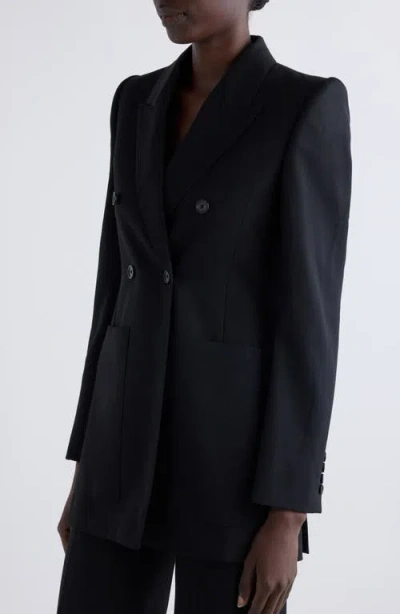 Chloé Double-breasted Wool Tailored Jacket With Patch Pockets In Black