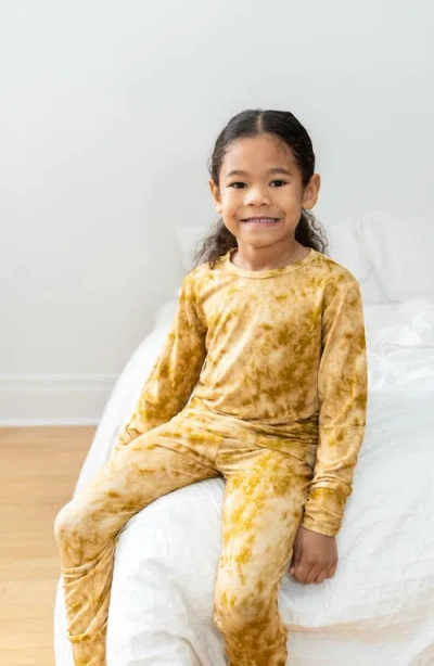 Laree + Co Tie-dye 2-piece Pajama Set In Mustard