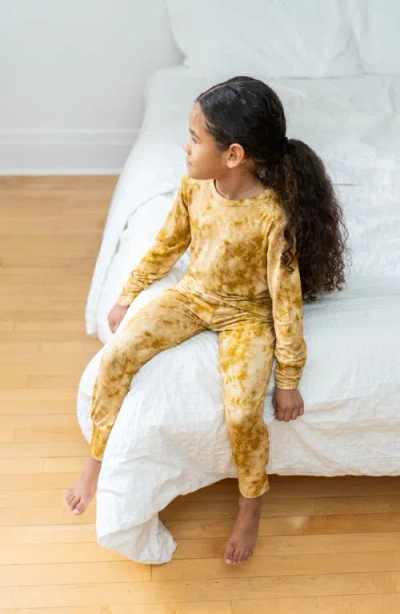 Laree + Co Tie-dye 2-piece Pajama Set In Mustard