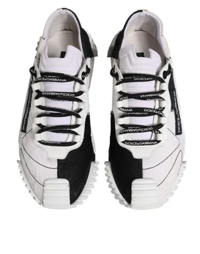 Pre-owned Dolce & Gabbana White Black Ns1 Low Top Sneakers Women's Shoes () In Black/white