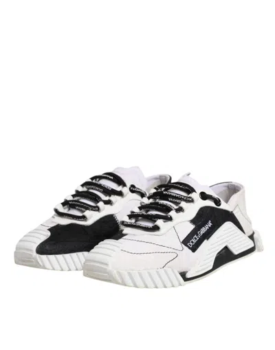 Pre-owned Dolce & Gabbana White Black Ns1 Low Top Sneakers Women's Shoes () In Black/white