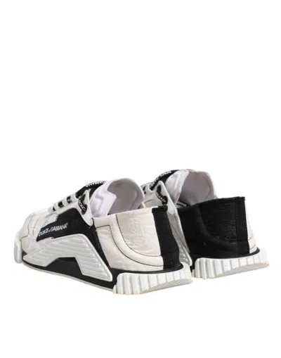 Pre-owned Dolce & Gabbana White Black Ns1 Low Top Sneakers Women's Shoes () In Black/white