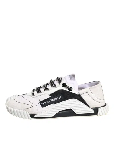 Pre-owned Dolce & Gabbana White Black Ns1 Low Top Sneakers Women's Shoes () In Black/white
