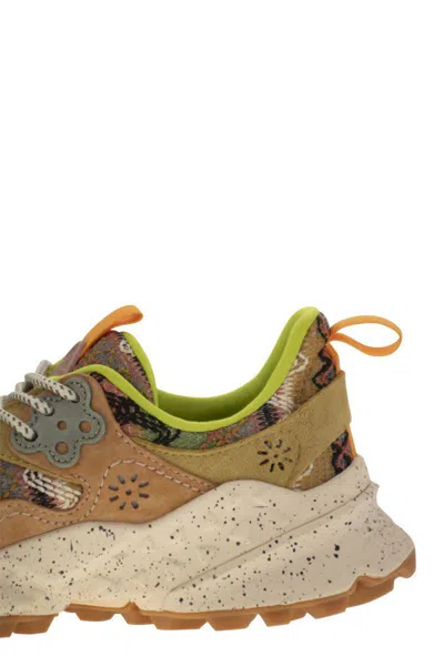 Flower Mountain Kotetsu Sneakers In Suede And Technical Fabric In Beige