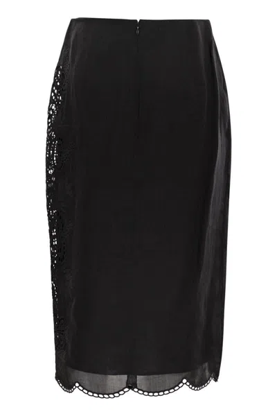 Max Mara Fify Ramie Skirt In Black