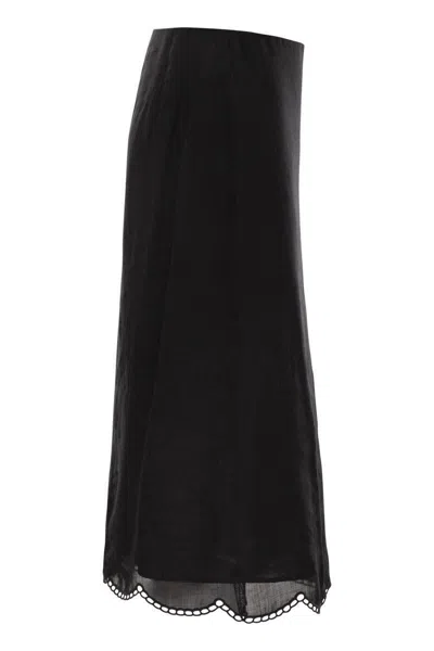 Max Mara Fify Ramie Skirt In Black