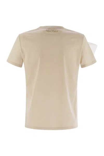 Max Mara Ruffled Cotton And Tulle T-shirt In Beige