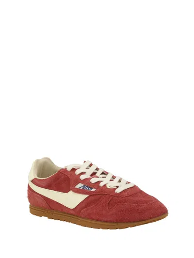 Autry Windspin Sneakers In Suede And Parrot Leather And Rutabaga In Red