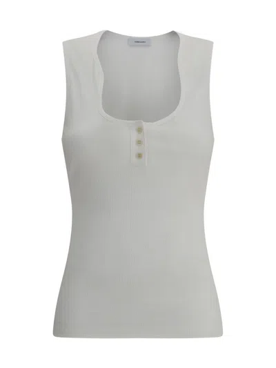 Ferragamo Salvatore  Cotton Tank Top With Shaped Neckline In White