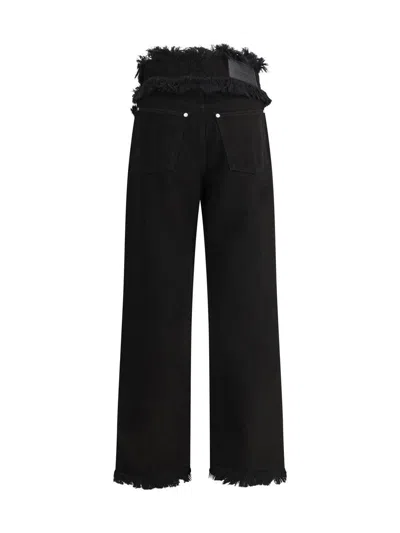 Ferragamo Frayed High-rise Straight-leg Pants In Black