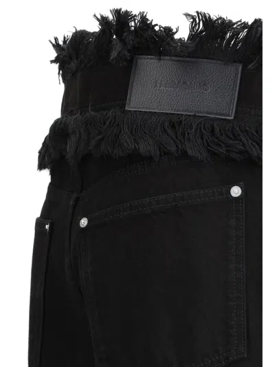 Ferragamo Frayed High-rise Straight-leg Pants In Black