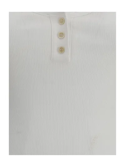 Ferragamo Salvatore  Cotton Tank Top With Shaped Neckline In White