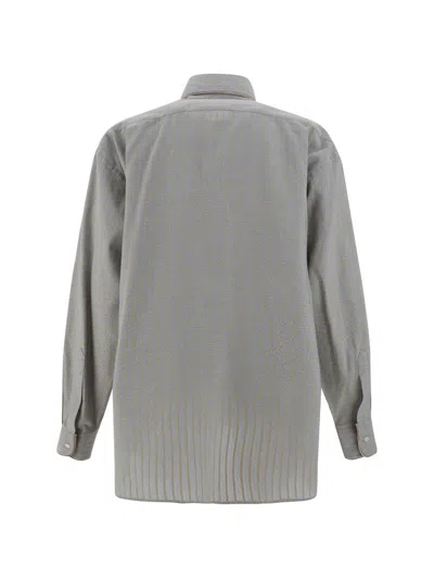 Etro Floral Jacquard Oversized Shirt With Asymmetrical Hem In Blue
