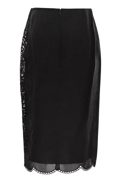 Max Mara Fify Ramie Skirt In Black