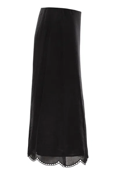 Max Mara Fify Ramie Skirt In Black