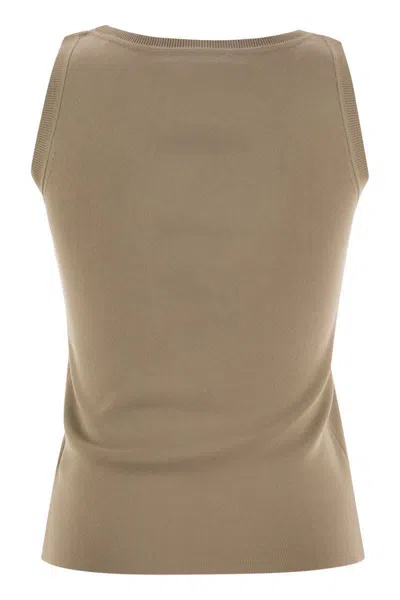 Max Mara Pentola Knitted Tank Top In Beige