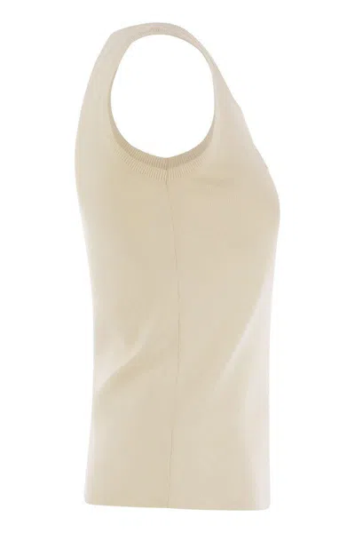 Max Mara Pentola Sleeveless Knitted Top In Beige