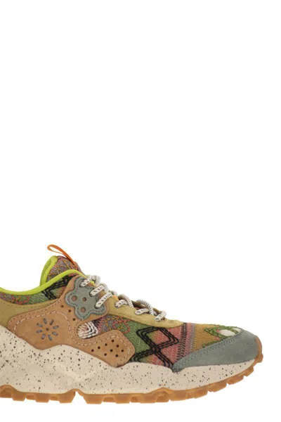 Flower Mountain Kotetsu Sneakers In Suede And Technical Fabric In Beige