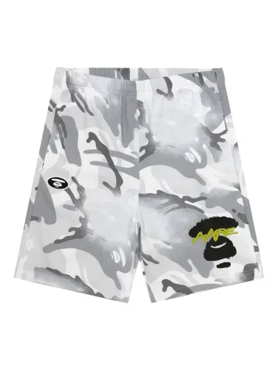 Aape By A Bathing Ape Camouflage-print Track Shorts In Grey