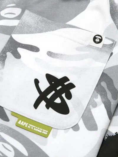 Aape By A Bathing Ape Camouflage-print Track Shorts In Grey