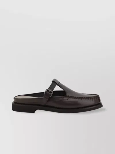 Brunello Cucinelli Leather Slingback Loafers In Burgundy