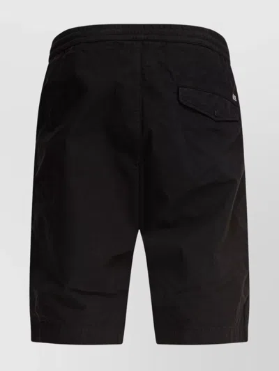 C.p. Company Relaxed Fit Black Shorts With Button Closure