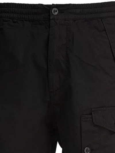 C.p. Company Relaxed Fit Black Shorts With Button Closure