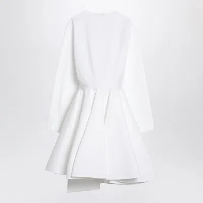 Alaïa Asym Belt Dress In Poplin In White